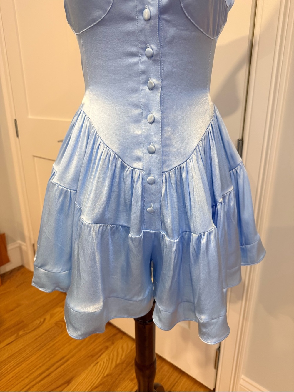 Vanessa Mooney Light Blue Button-Front Mini Sundress - Picture 9 of 16